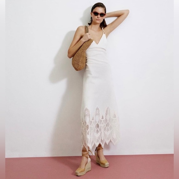 Zara Lace Detail Slip Dress Limited Edition Size M - Picture 4 of 14